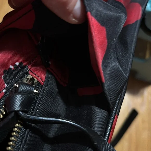 Kate Spade Black Red Floral Poppy Large Backpack Bag-pre-owned. - Picture 12 of 16